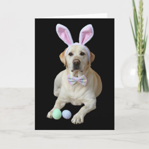 Yellow Lab Labrador Easter Dog Bunny Ears Egg Hunt Card