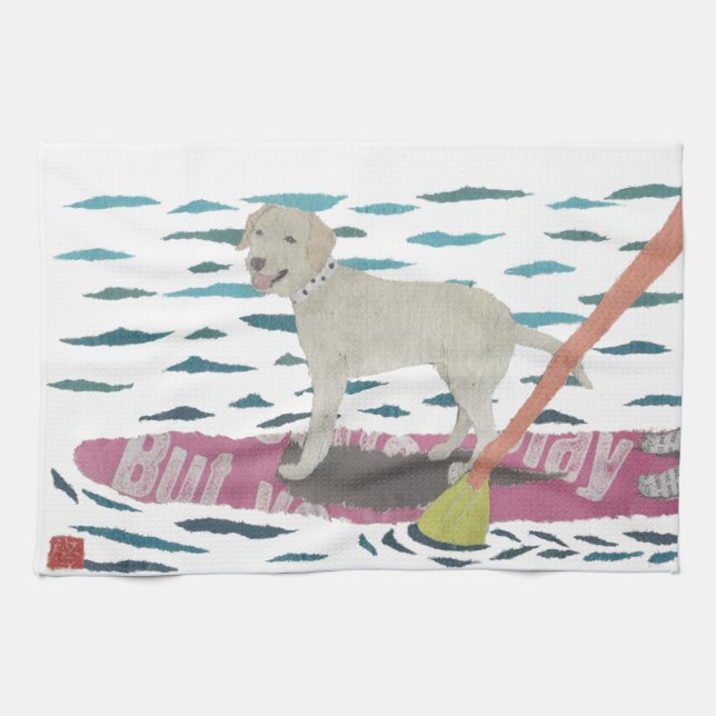 Yellow Lab, Labrador Retriever, Beach Dog Kitchen Towel (Horizontal)