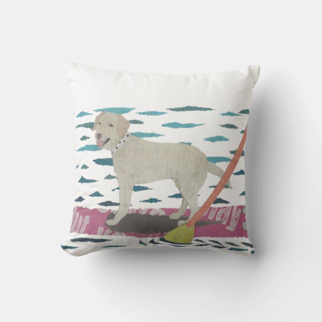 Yellow Lab, Labrador Retriever, Beach Dog Throw Pillow (Front)