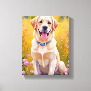 Yellow Lab Labrador Retriever Dog Pet Painting Canvas Print