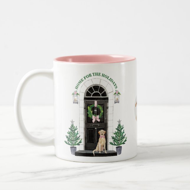 Yellow Lab Labrador Retriever Holiday Christmas Two-Tone Coffee Mug (Left)