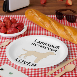 yellow lab lover paper plate