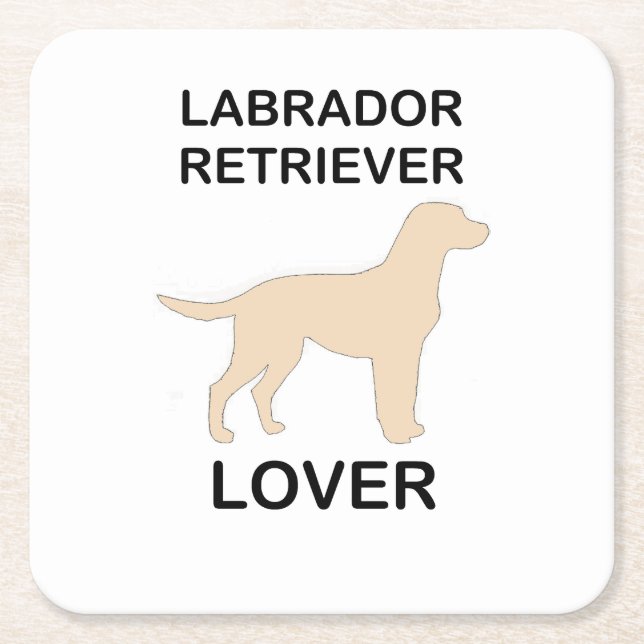 yellow lab lover square paper coaster (Front)