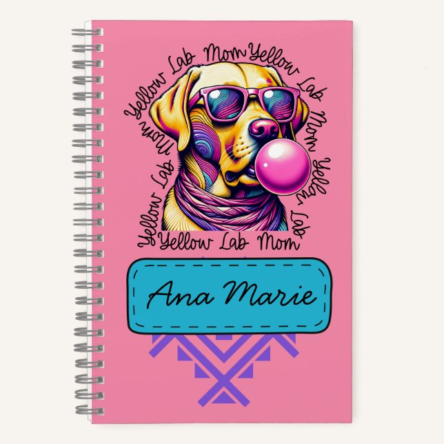 Yellow Lab Mom Bubblegum Trendy Labrador Mom Notebook (Front)
