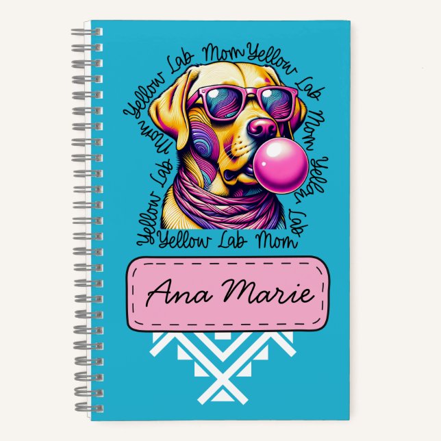 Yellow Lab Mom Bubblegum Trendy Labrador Mom Notebook (Front)