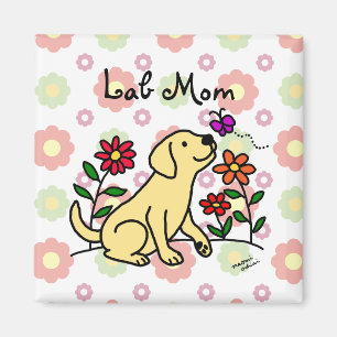 Yellow Lab Mom & Green Floral Magnet