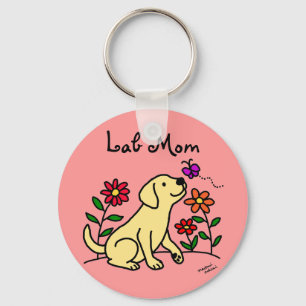 Yellow Lab Mom & Green Keychain