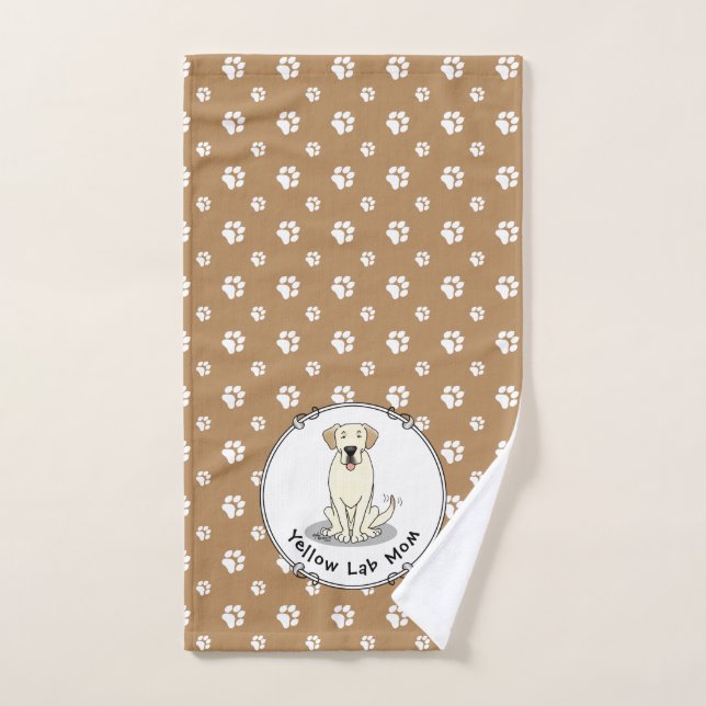 Yellow Lab Mom (Labrador Retriever Mom) Cute Dog Bath Towel Set (Hand Towel)