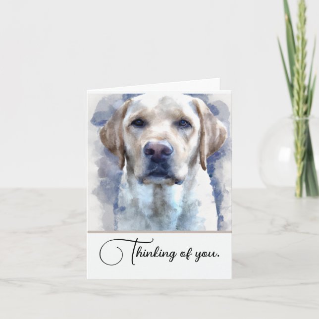 Yellow Lab Personalized Thinking Of You Note Card (Front)