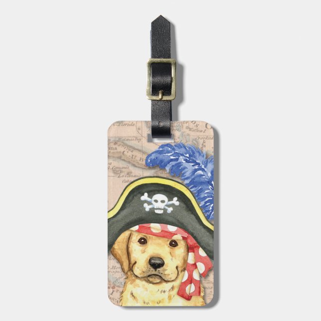Yellow Lab Pirate Luggage Tag (Front Vertical)