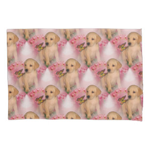 Yellow Lab Puppy Butterfly Animal Pattern    Pillowcase