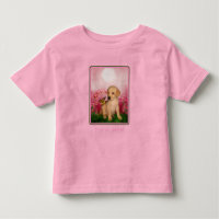 Yellow Lab Puppy Butterfly Lily Flowers Dog Art