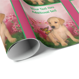 Yellow Lab Puppy Dog Art Personalized Wrapping Paper