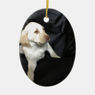 Yellow lab puppy Sadie Ceramic Ornament