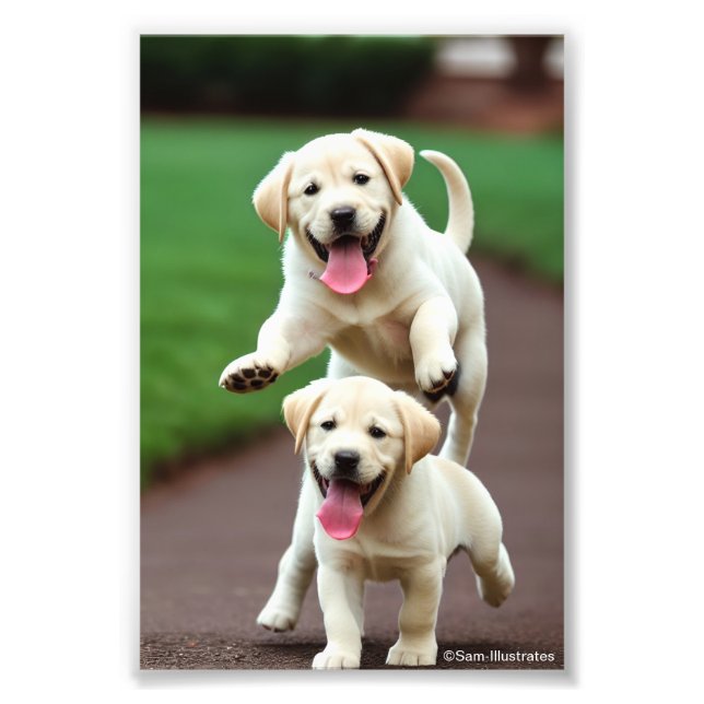 Yellow Lab Puppy Satin Photo Enlargement  (Front)