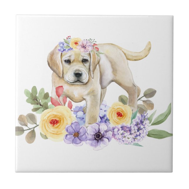 Yellow Lab Puppy Tile (Front)