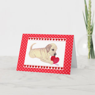 Yellow Lab Puppy Valentine's Day card