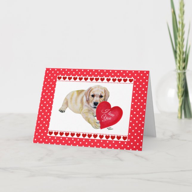 Yellow Lab Puppy Valentine's Day card (Front)