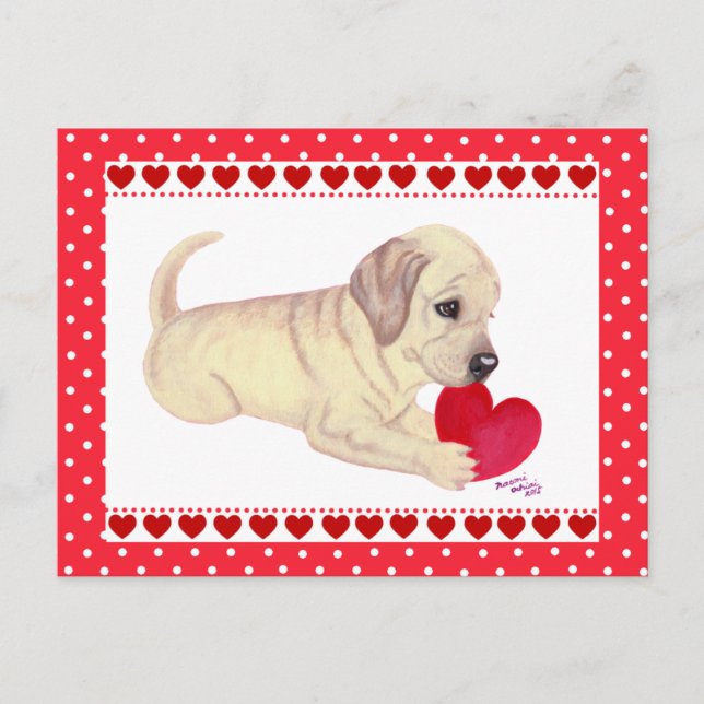 Yellow Lab Puppy Valentine's Day card (Front)
