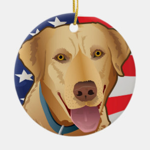 Yellow Lab Retriever of America Ceramic Ornament