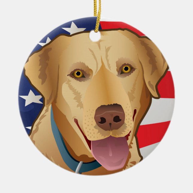 Yellow Lab Retriever of America Ceramic Ornament (Front)