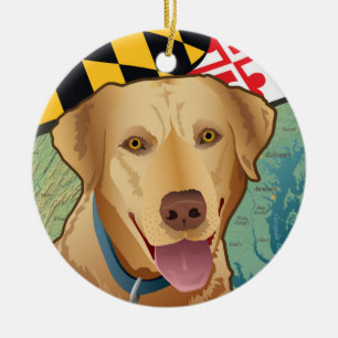 Yellow Lab Retriever of Maryland Ceramic Ornament