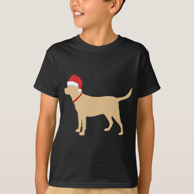 Yellow Lab Santa Hat Cute Labrador Christmas Gift T-Shirt (Front)
