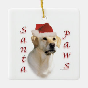 Yellow Lab Santa Paws Ceramic Ornament