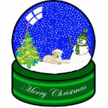 yellow lab snow globe photo sculpture ornament<br><div class="desc">cute holiday ornament</div>