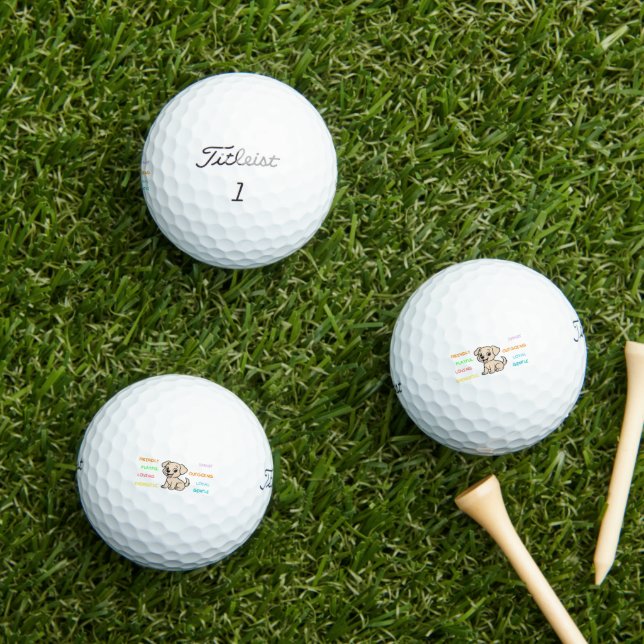 Yellow Lab Traits Cartoon Golf Balls (Insitu Grass)