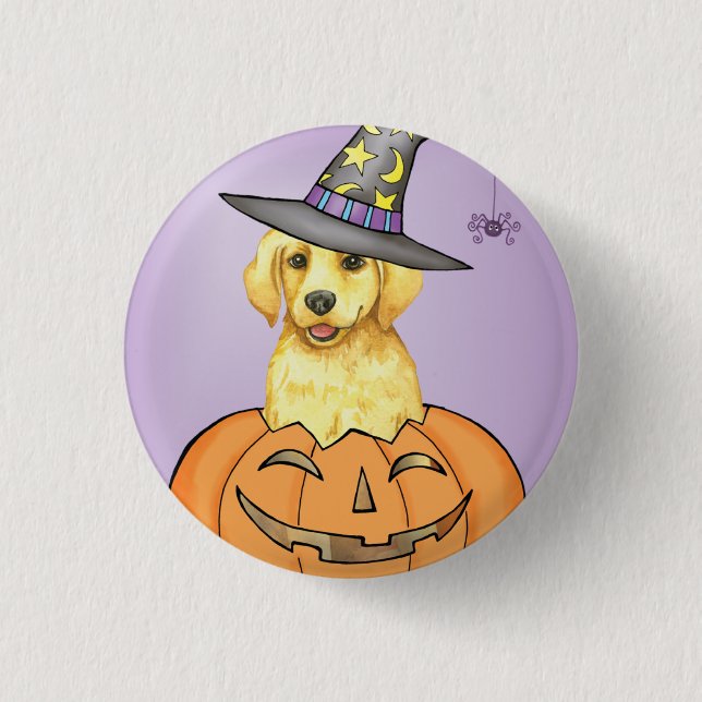 Yellow Lab Witch 1 Inch Round Button (Front)