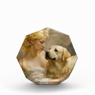 Yellow Lab with Angel Custom Memorial Photo Block