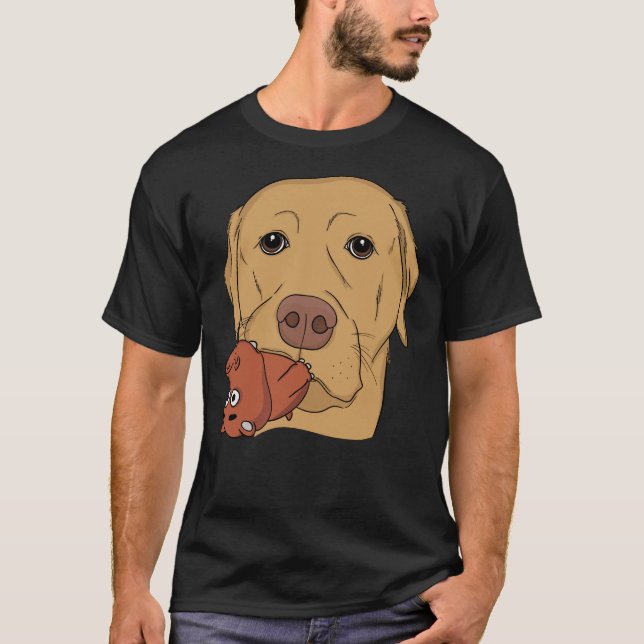 Yellow Lab With Hippo Toy Fitted T-Shirt (Front)