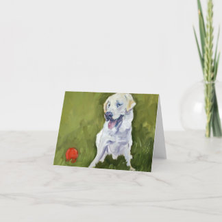 Yellow Lab with Red Ball Card