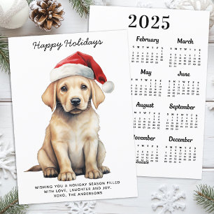 Yellow Labrador 2026 Calendar Dog Lover Christmas  Holiday Card