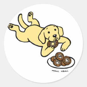 Yellow Labrador and Doughnuts! Classic Round Sticker