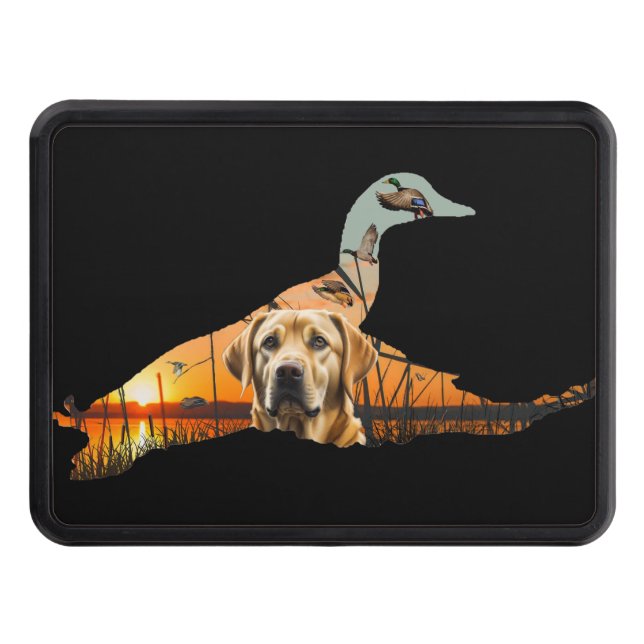Yellow Labrador and Duck Trailer Hitch Cover (Front)