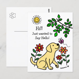 Yellow Labrador and Green Hi Postcard
