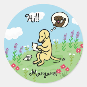 Yellow Labrador and Letter from a Friend Classic Round Sticker