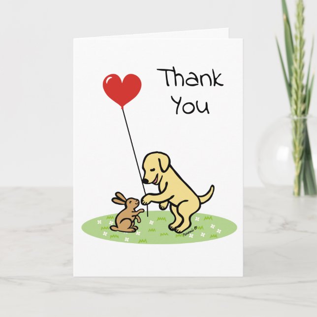 Yellow Labrador and Little Friend Thank you Card (Front)