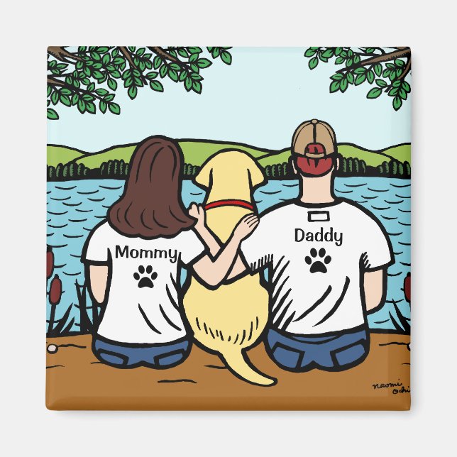 Yellow Labrador and Mom and Dad Long Magnet (Front)