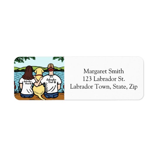 Yellow Labrador and Mom and Dad Long Return Address Label