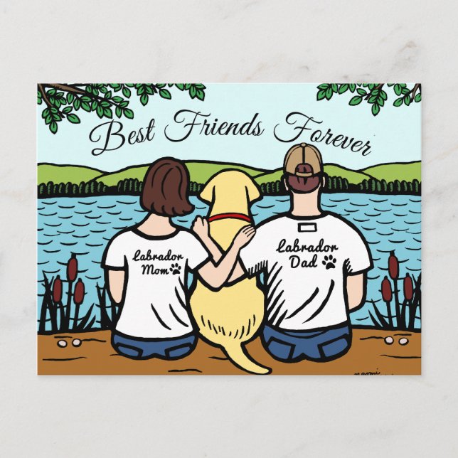 Yellow Labrador and Mom and Dad Postcard (Front)