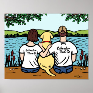 Yellow Labrador and Mom and Dad Poster