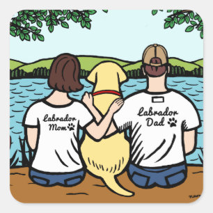 Yellow Labrador and Mom and Dad Square Sticker