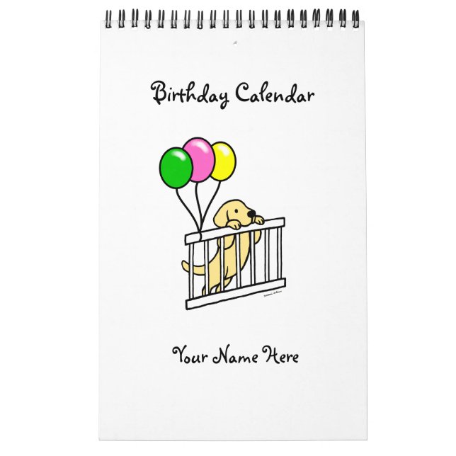 Yellow Labrador Cartoon Birthday Calendar (Cover)