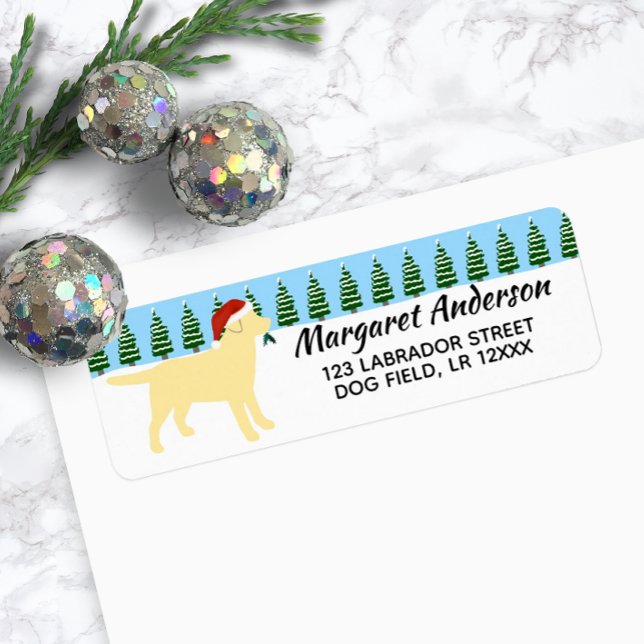 Yellow Labrador Christmas Père Noël Adresse de ret (Yellow Labrador Christmas Santa Design Return Address Label for Labrador Owners.)