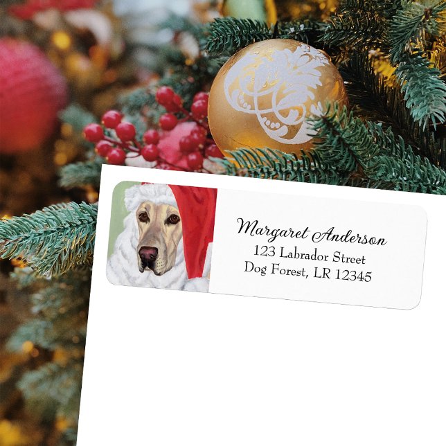 Yellow Labrador Christmas Return Address (Yellow Labrador Santa Christmas Return Address Labels for Yellow Labrador Owners.)
