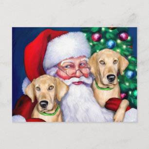 Yellow Labrador Christmas Santa's Labs Holiday Postcard
