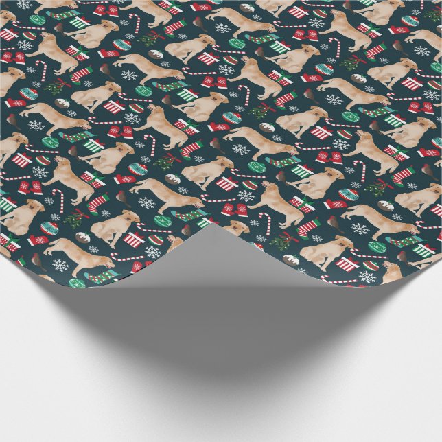 Yellow Labrador Christmas wrapping paper (Corner)